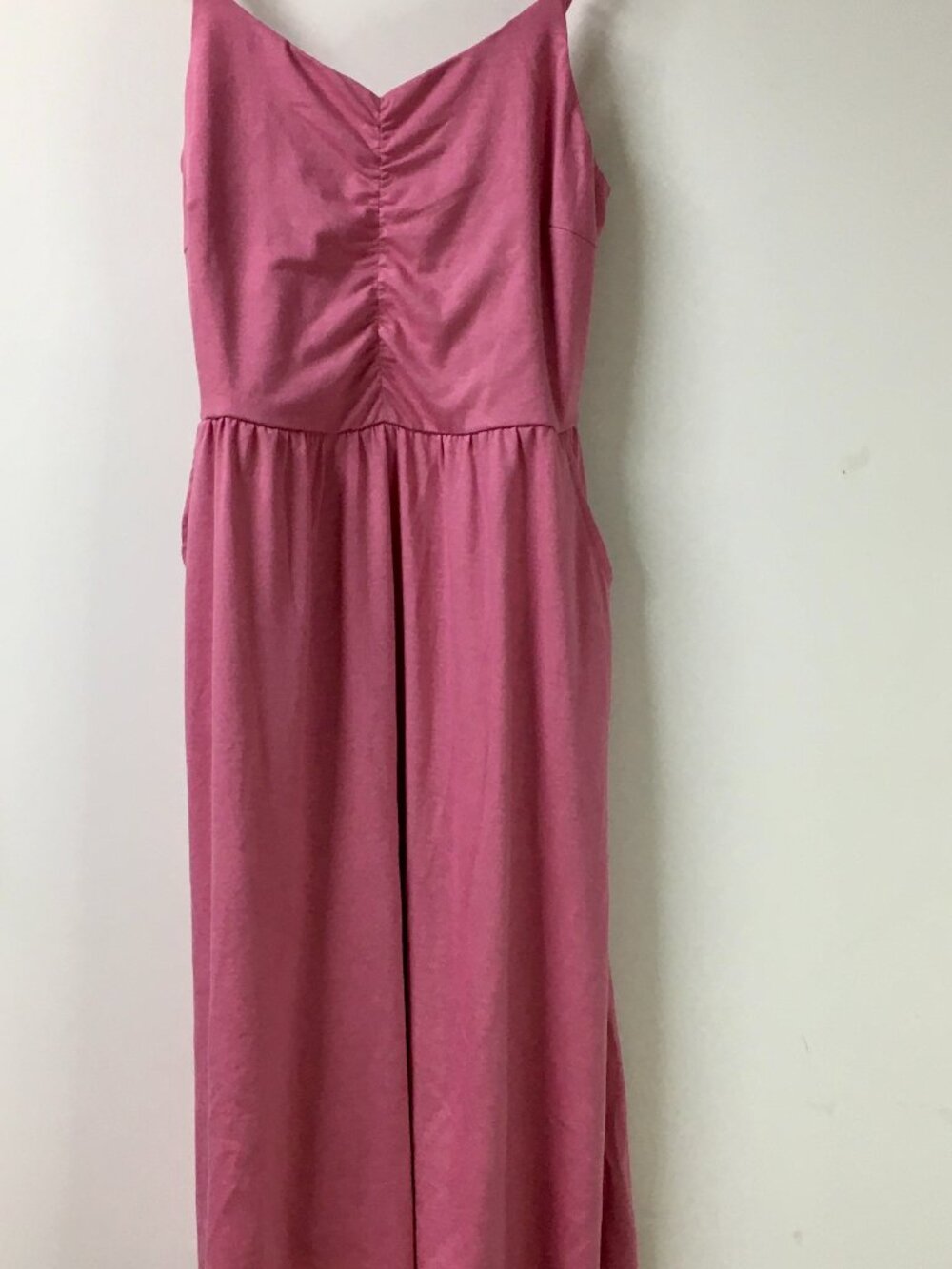 YATHON Womens Sleeveless Cotton Summer Beach Dress A Line Spaghetti Strap Pink M